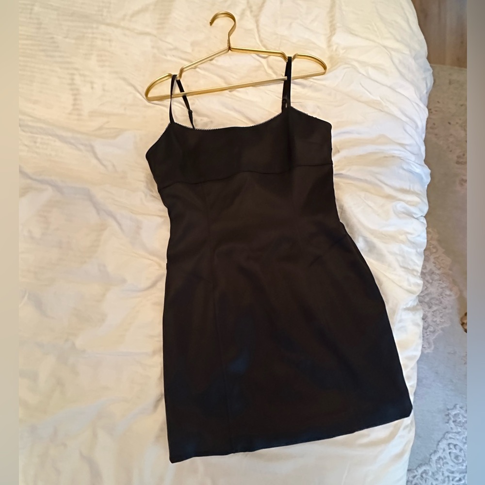 TEN by Aritzia Black Mini Satin Structured Cocktail Dress LBD  - NWT
